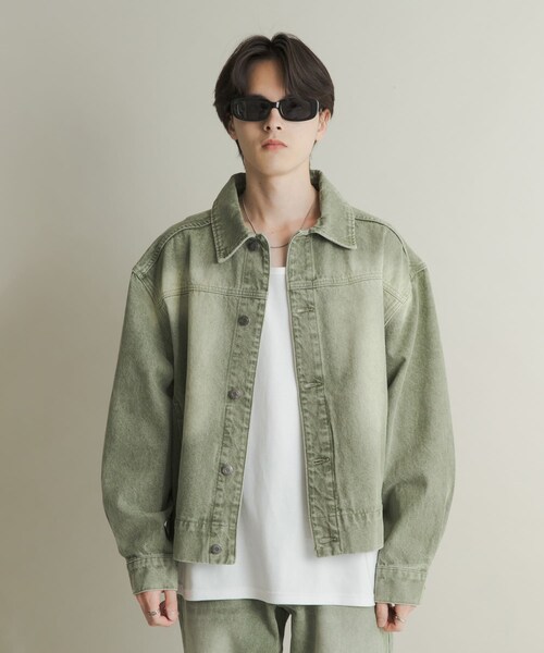 SENSE OF PLACE by URBAN RESEARCH（センスオブプレイスバイアーバンリサーチ）の「ツイストデニムブルゾン（デニムジャケット・メンズ・GREEN/L.INDIGO・M/L）」の4枚目の写真