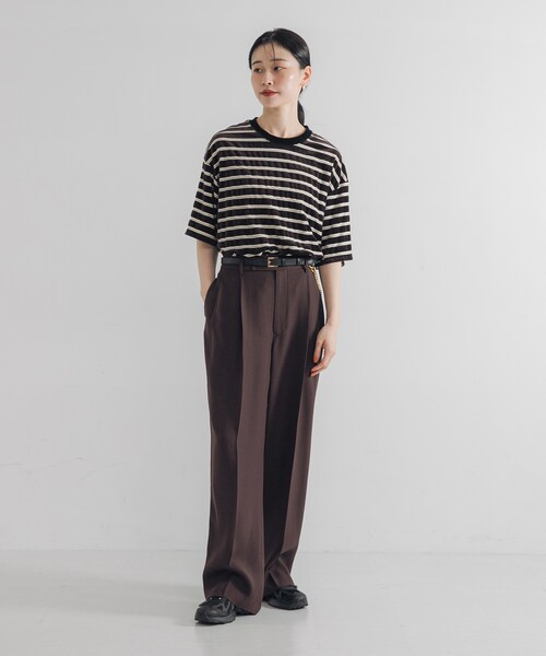 URBAN RESEARCH（アーバンリサーチ）の「ベロアボーダーカットソー（Tシャツ/カットソー・レディース・BEIGE/DARK BROWN・FREE）」の10枚目の写真