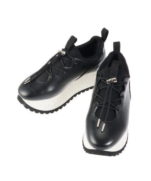 ELENDEEK（エレンディーク）の「FAKE LEATHER SNEAKER（スニーカー・レディース・ブラック・36/37/38）」の3枚目の写真