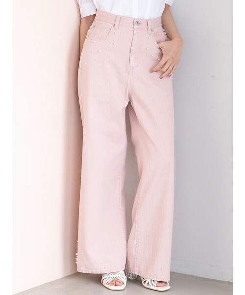 MERCURYDUO（マーキュリーデュオ）の「パールデニムパンツ（デニムパンツ・レディース・ピンク/ブルー/アイスブルー・S/M）」の9枚目の写真