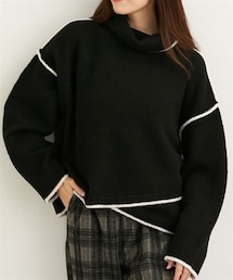 nissen | ふわふわアルパカタッチ配色リンキングニット(ニット/セーター)