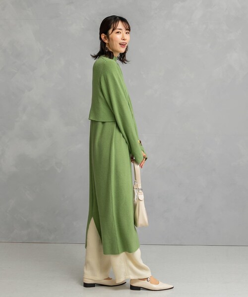 URBAN RESEARCH ROSSO（アーバンリサーチロッソ）の「静電防止レイヤードライクニットワンピース（ワンピース・レディース・TERRACOTTA/NAVY/GREEN・FREE）」の6枚目の写真