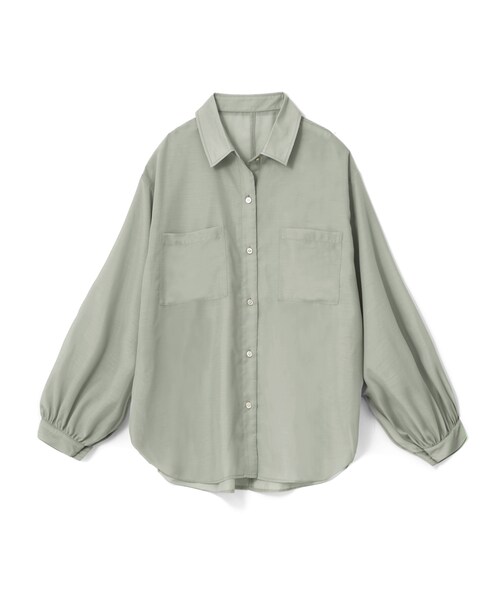 GRL（グレイル）の「ボイルオーバーシアーシャツ（シャツ/ブラウス・レディース・ベージュ/オレンジ/グリーン・F）」の2枚目の写真