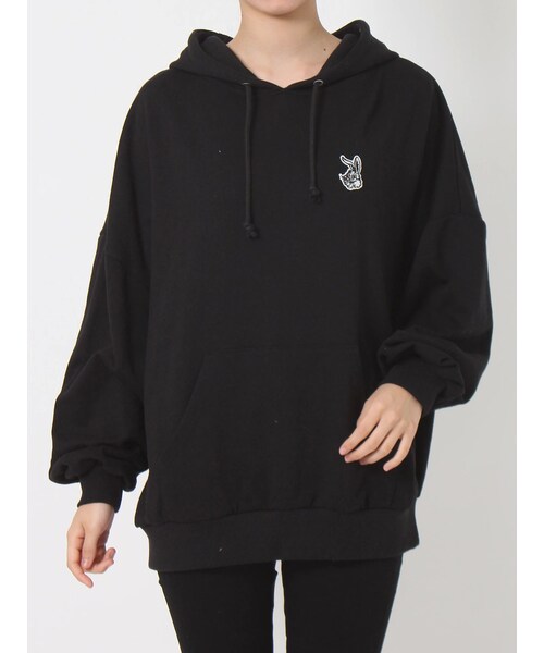 GYDA（ジェイダ）の「CALL BUNNY BIGスウェットパーカー（パーカー・レディース・ピンク/ブラック/ライトグレー/アイスブルー・F）」の3枚目の写真