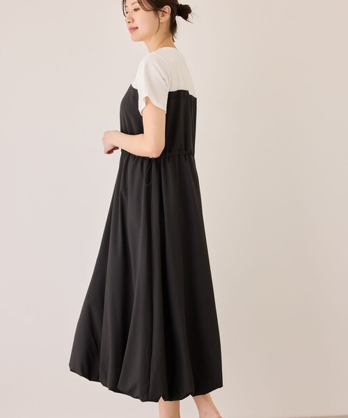 Jayro（ジャイロ）の「半袖ドッキングバルーンワンピース（ワンピース・レディース・ブラック/チャコール/カーキ・M）」の9枚目の写真