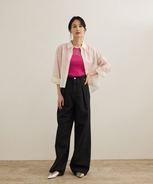 ROPE'（ロペ）の「シアーリブニット/洗える（ニット/セーター・レディース・ブラック/ホワイト/ピンク・F）」の16枚目の写真