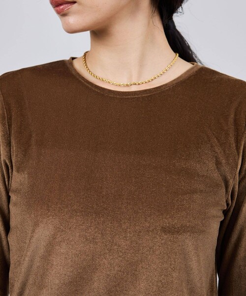 ROPE'（ロペ）の「レース袖シアーベロアカットソー/イージーケア（Tシャツ/カットソー・レディース・ブラック/ブラウン/ピンク系・F）」の16枚目の写真