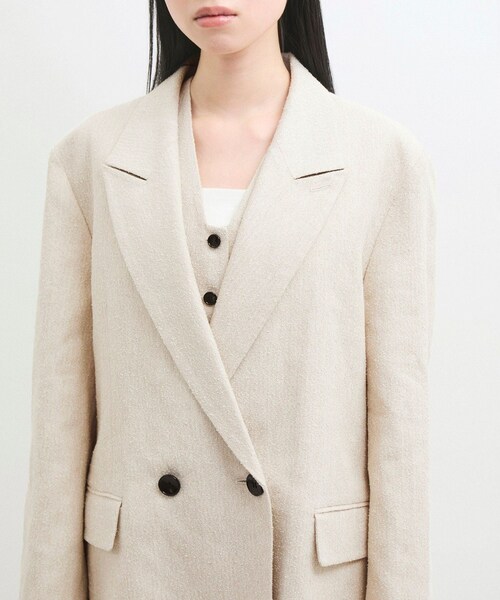 ADAM ET ROPE'（アダムエロペ）の「リネンMIXオーバージャケット（テーラードジャケット・レディース・キナリ/ベージュ・F）」の20枚目の写真