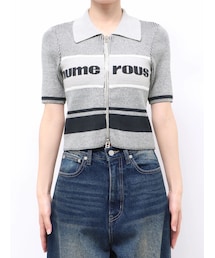 PLATING LOGO LACE HALF KNIT