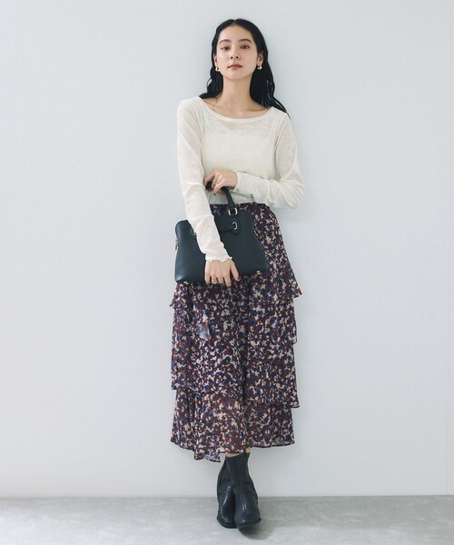 VIS(ビス)の「シアーベロアロングスリーブTシャツ(Tシャツ/カットソー・レディース・グレー/オフホワイト/ダークブラウン/ピンク・F)」の21枚目の写真