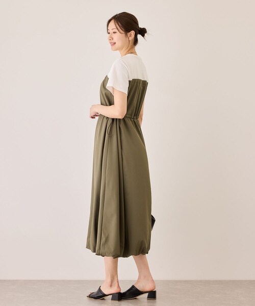 Jayro（ジャイロ）の「半袖ドッキングバルーンワンピース（ワンピース・レディース・ブラック/チャコール/カーキ・M）」の21枚目の写真