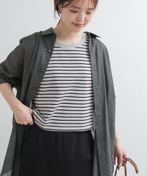 URBAN RESEARCH DOORS（アーバンリサーチドアーズ）の「BORDER BUSTIER（タンクトップ・レディース・GREY MULTI/BROWNMULTI/別注RED・M）」の10枚目の写真