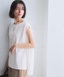 nissen | 綿100%バスクノースリーブロング丈プルオーバー<大きいサイズ有>(Tシャツ/カットソー)