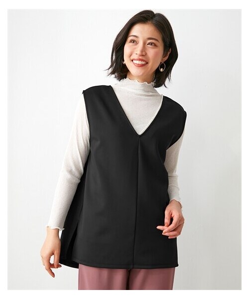 nissen（ニッセン）の「パール調ビジュー付ベスト【Hana服】（ベスト・レディース・アイボリー/黒・M/L/LL/3L）」の4枚目の写真