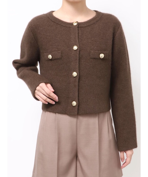 LAGUNAMOON（ラグナムーン）の「CHNラクーンニットジャケット（ノーカラージャケット・レディース・ピンク/ネイビー/ベージュ/アイボリー/ブラウン・F）」の20枚目の写真