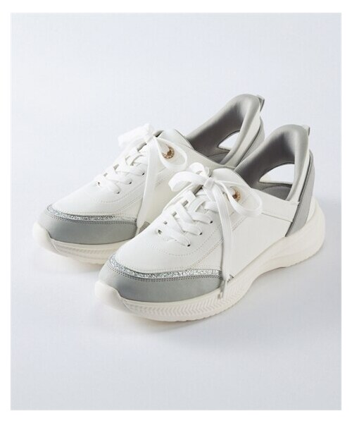 nissen（ニッセン）の「【ゆったり幅広】着脱イージー　サッと履けるレースアップスニーカー（ワイズ４Ｅ）（スニーカー・メンズ・黒/ホワイト/ベージュ・M=23.0~23.5cm/4E/L=24.0~24.5cm/4E/LL=25.0~25.5cm/4E/3L=26.0~26.5cm/4E）」の5枚目の写真