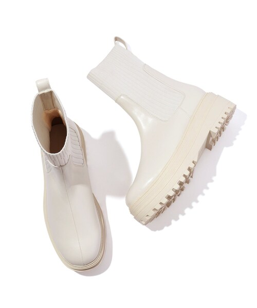 VIS(ビス)の「【抗菌防臭】タンクソールサイドニットブーツ(ブーツ・レディース・キナリ/オフホワイト/ブラック/ホワイト系・M/L/S)」の6枚目の写真