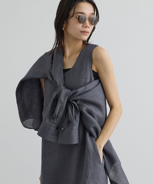 ADAM ET ROPE'(アダムエロペ)の「リネンオーバーシャツ / GENTLE LINEN(シャツ/ブラウス・レディース・ブラック/グレー/ピンク・F)」の16枚目の写真