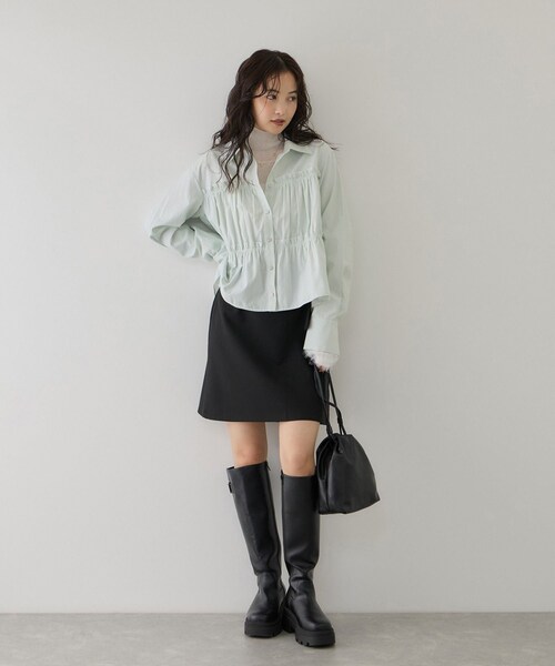 VIS（ビス）の「ビスチェシャーリングシャツ（シャツ/ブラウス・レディース・ベージュ系/グリーン系/ブルー系・F）」の5枚目の写真