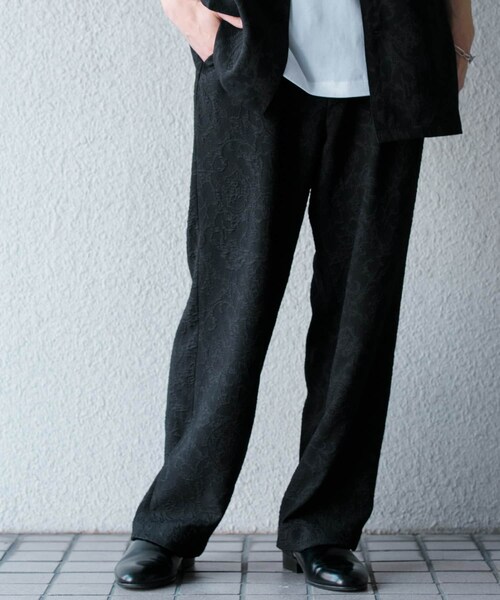 SENSE OF PLACE by URBAN RESEARCH（センスオブプレイスバイアーバンリサーチ）の「『セットアップ対応』 ボタニカルジャガードワイドスラックス（その他パンツ・メンズ・BLACK/GREIGE・M/L）」の17枚目の写真