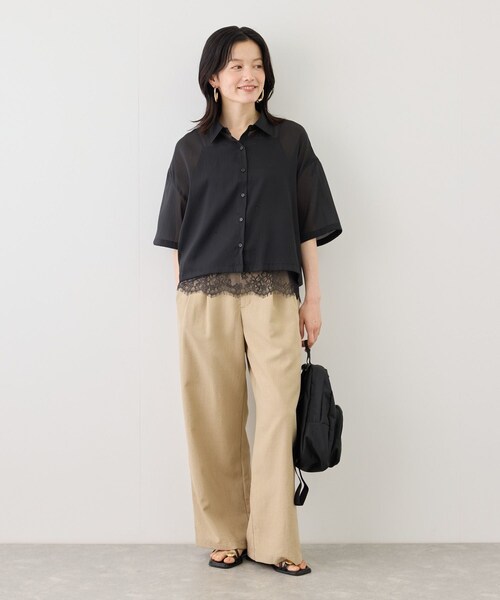 ROPE' PICNIC(ロペピクニック)の「サテンレースキャミビスチェ/着丈が選べる(キャミソール・レディース・ブラック/オフホワイト・M/MT)」の13枚目の写真