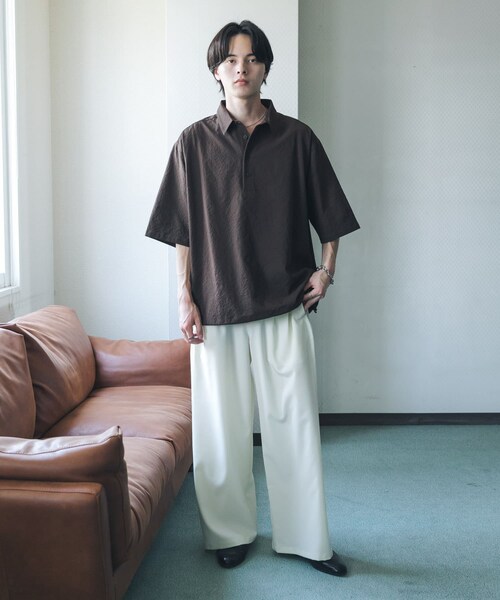SENSE OF PLACE by URBAN RESEARCH(センスオブプレイスバイアーバンリサーチ)の「ルーズドロストプルオーバーシャツ(シャツ/ブラウス・メンズ・BROWN/GREEN/NAVY CHECK・M/L)」の11枚目の写真
