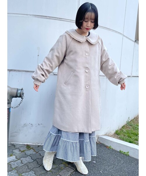 merry jenny（メリージェニー）の「ベロアフリルカラーコート（その他アウター・レディース・ブラック/グリーン/ベージュ・F）」の4枚目の写真