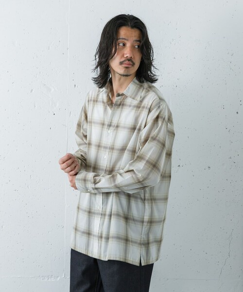 URBAN RESEARCH(アーバンリサーチ)の「SHEER CH SQUARE CUT SHIRTS(シャツ/ブラウス・メンズ・IVORY/BLACK/GREEN・M/L)」の11枚目の写真