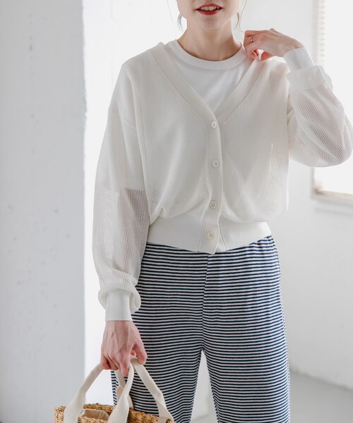 URBAN RESEARCH DOORS（アーバンリサーチドアーズ）の「FORK&SPOON　ペーパーニットカーディガン（カーディガン/ボレロ・レディース・IVORY/BROWN/BLUE・1）」の9枚目の写真