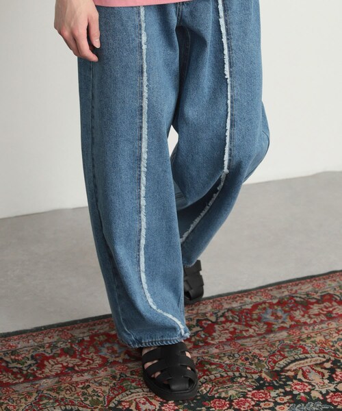SENSE OF PLACE by URBAN RESEARCH（センスオブプレイスバイアーバンリサーチ）の「デニムフリンジパネルワイドパンツ（デニムパンツ・メンズ・BLACK/L.INDIGO・M/L）」の17枚目の写真