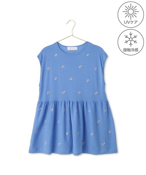 ROPE' PICNIC(ロペピクニック)の「【ちゃんと+かわいい保証】シャーベットニット 刺繍シアーペプラムニット/UVケア・接触冷感(ニット/セーター・レディース・ブラック/ダークブラウン/ブルー系・F)」の3枚目の写真