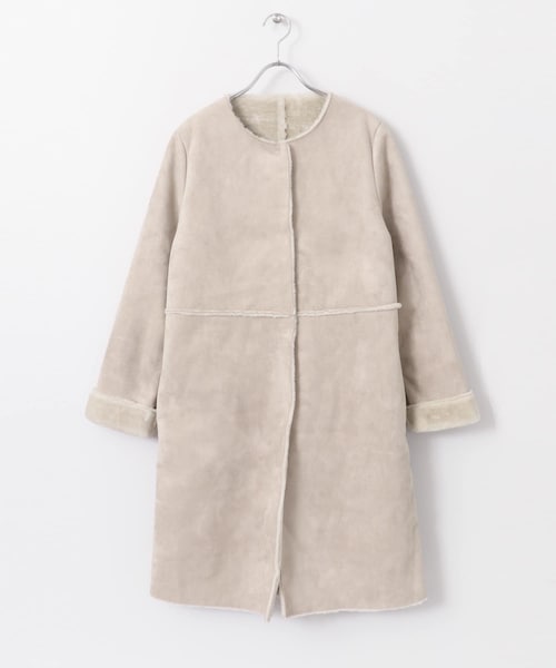 SENSE OF PLACE by URBAN RESEARCH(センスオブプレイスバイアーバンリサーチ)の「ノーカラームートンコート∴(ムートンコート・レディース・NAVY/GREIGE/KHAKI・FREE)」の6枚目の写真