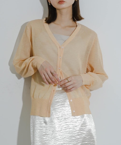 SENSE OF PLACE by URBAN RESEARCH（センスオブプレイスバイアーバンリサーチ）の「シアーメランジラメカーディガン（カーディガン/ボレロ・レディース・CHARCOAL/YELLOW/ORANGE・one）」の3枚目の写真