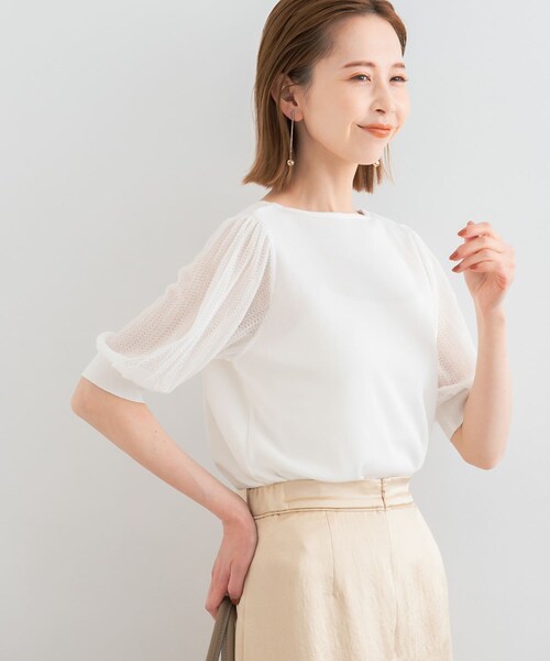 URBAN RESEARCH ROSSO（アーバンリサーチロッソ）の「ドッキングシアープリーツスリーブプルオーバー（ニット/セーター・レディース・OFF WHITE/L/BEIGE/BLACK/MUSCAT・FREE）」の8枚目の写真