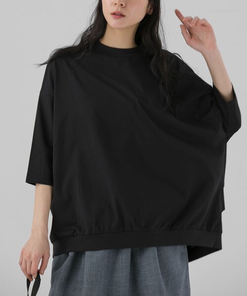 EKAL（エカル）の「『UR TECH ひやサラクール』ドロップショルダーTシャツ（Tシャツ/カットソー・レディース・ホワイト/ブラック/ネイビー・One）」の14枚目の写真