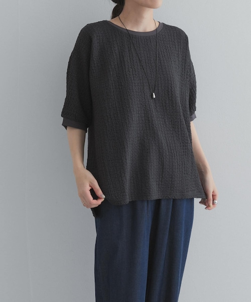 URBAN RESEARCH DOORS(アーバンリサーチドアーズ)の「ワッシャーカットドルマンプルオーバー(Tシャツ/カットソー・レディース・CHARCOAL/GREIGE/BLUE・Free)」の9枚目の写真
