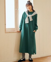 nissen | 大きいサイズキチンと見え柔らか裏起毛カットソーハイネックワンピース(ワンピース)