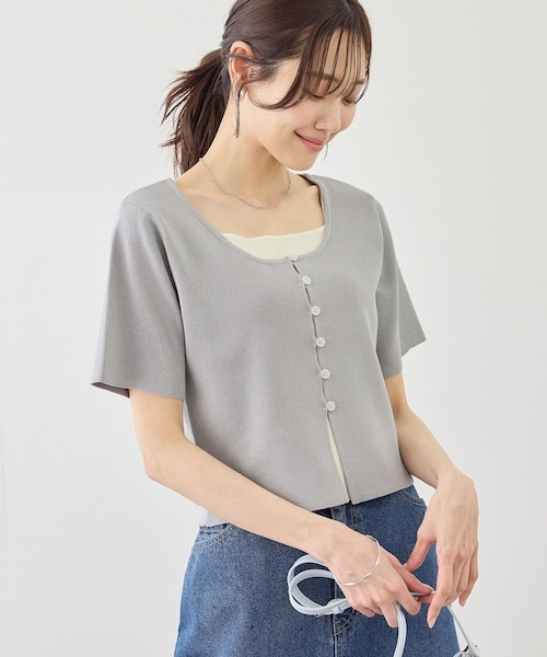 ROPE' PICNIC(ロペピクニック)の「レイヤード風カーディガントップス(カーディガン/ボレロ・レディース・ブラック/ライトグレー/イエロー・F)」の14枚目の写真