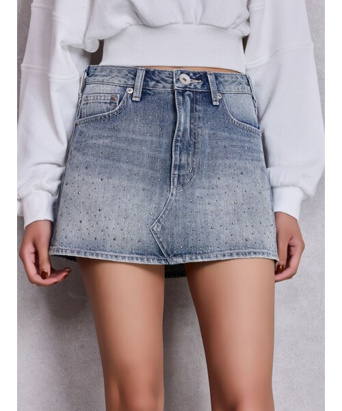 GYDA（ジェイダ）の「bijouデニムスカートライクショートパンツ（デニムスカート・レディース・ブラック/ブルー/アイスブルー/インディゴ・XS/S/M）」の9枚目の写真
