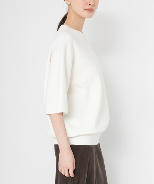 URBAN RESEARCH(アーバンリサーチ)の「コットンカシミヤハーフスリーブニット(ニット/セーター・レディース・OFF WHITE/GRAY/DRK NAVY・Free)」の9枚目の写真