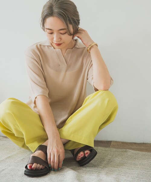 ITEMS URBANRESEARCH（アイテムズ アーバンリサーチ）の「ポロニットTシャツ（ポロシャツ・レディース・BLU/BEG/CHA・FREE）」の13枚目の写真