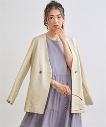 nissen | レーヨン麻ジャケット【OtonaSMILE】(ノーカラージャケット)