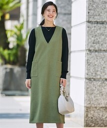 nissen | 大きいサイズ フェイクウールジャンパースカート(ワンピース)