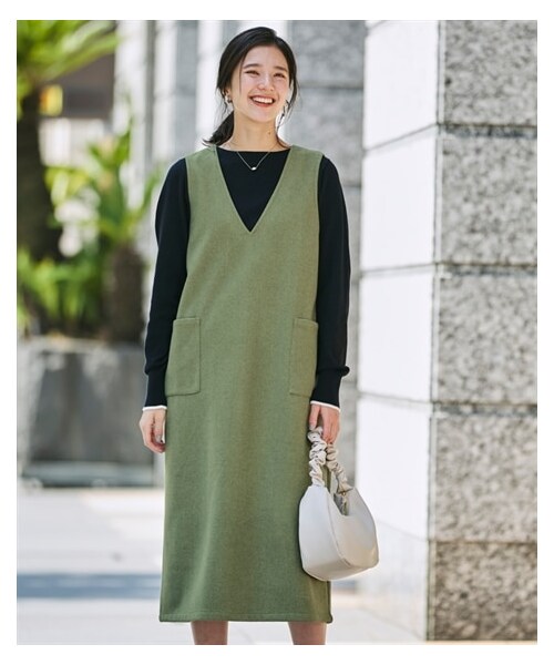 nissen（ニッセン）の「＜大きいサイズ＞ フェイクウールジャンパースカート（ワンピース・レディース・ワイン/黒/ミルクココア/ライトグリーン/ダークキャラメル・L/LL/3L/4L/5L/6L/8L/10L）」の20枚目の写真