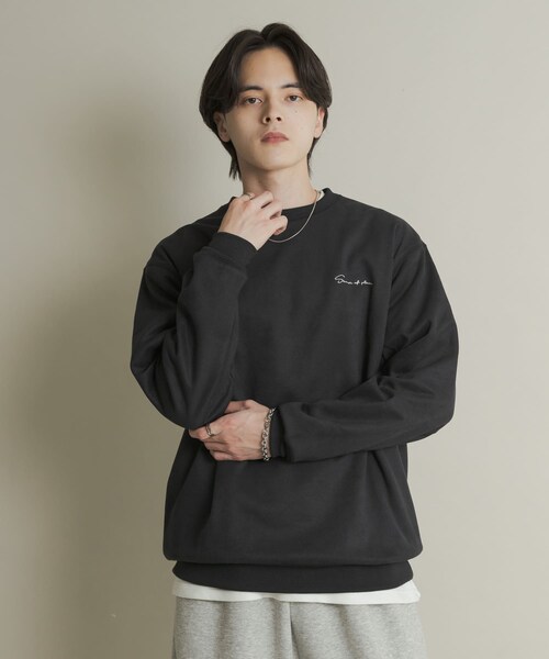 SENSE OF PLACE by URBAN RESEARCH(センスオブプレイスバイアーバンリサーチ)の「『ユニセックス』シシュウフェイクスエードクルーネックスウェット(スウェット・メンズ・GRAY/CHARCOAL/D.BROWN/GREIGE・M/L)」の9枚目の写真