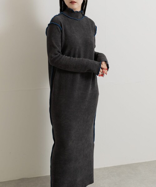THE GOODLAND MARKET（ザグッドランドマーケット）の「&her　Smooth Rib Onepiece（ワンピース・レディース・CHARCOAL/OFF・FREE）」の16枚目の写真