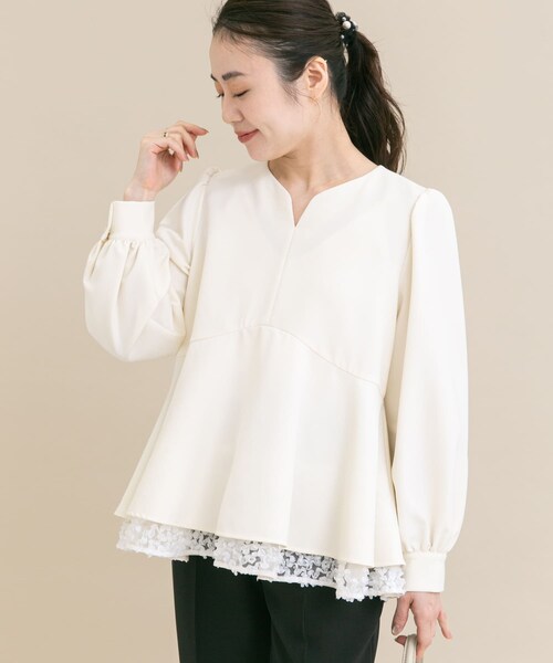 URBAN RESEARCH ROSSO（アーバンリサーチロッソ）の「『WEB限定』レイヤードペプラムブラウス（シャツ/ブラウス・レディース・OFF×OFF/BLK×BLK・Free）」の7枚目の写真