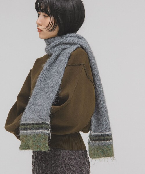 KBF（ケイビーエフ）の「エンドボーダーデザインマフラー（マフラー・レディース・GRAY/CAMEL/BLACK・One）」の4枚目の写真