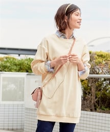 nissen | 大きいサイズ綿１００％ゆったりロング丈トレーナー(チュニック)