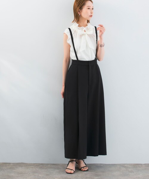 URBAN RESEARCH ROSSO（アーバンリサーチロッソ）の「サス付きタックワイドパンツ（その他パンツ・レディース・white/black・36/38）」の22枚目の写真